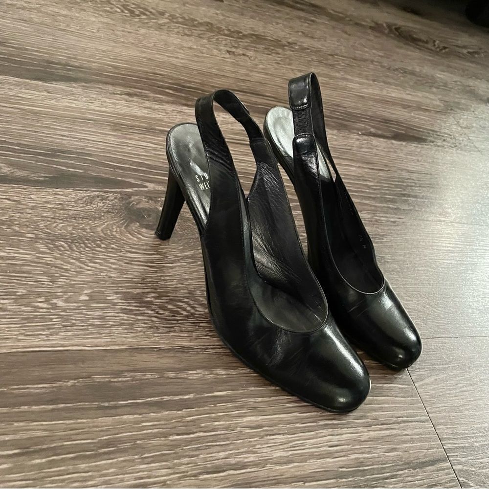 Stuart Weitzman sling back leather heel - Picture 4 of 9